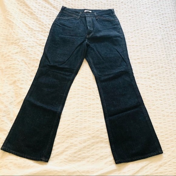 NWOT Uniqlo high waisted flare dark wash jeans - Picture 3 of 9